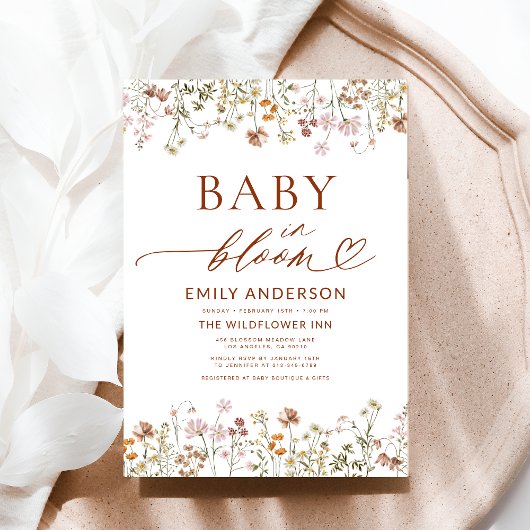 Boho Wildblume Baby in Bloom Baby Dusche Einladung