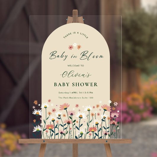 Boho Wildblume Baby in Blütendusche Acrylschild