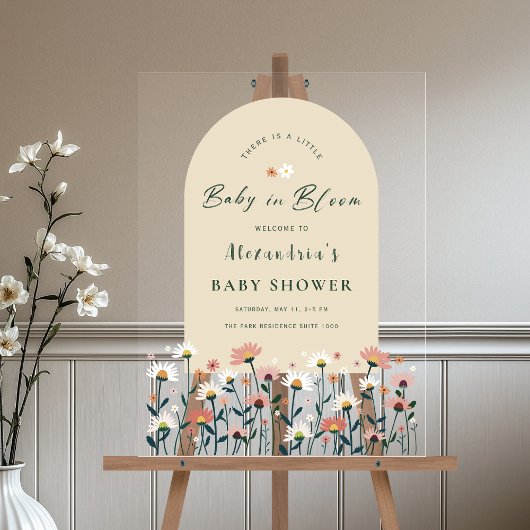 Boho Wildblume Baby in Blütendusche Willkommen Acrylschild