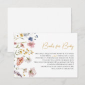 Boho Wildblume Baby Showbücher für Baby Begleitkarte (Vorne/Hinten)