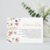 Boho Wildblume Baby Showbücher für Baby Begleitkarte (Stehend Vorderseite)