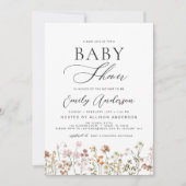 Boho Wildblume Baby Showgarten Einladung (Vorderseite)