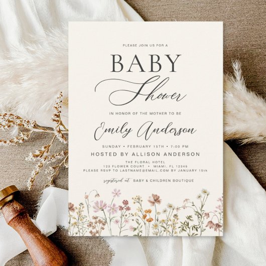 Boho Wildblume Baby Showgarten Einladung