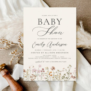 Boho Wildblume Baby Showgarten Einladung