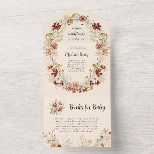 Boho Wildblume Babydusche Alles in einer Einladung (Innen Boden)