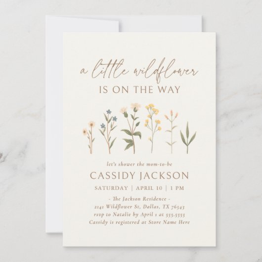 Boho Wildblume Babydusche Einladung (Vorderseite)