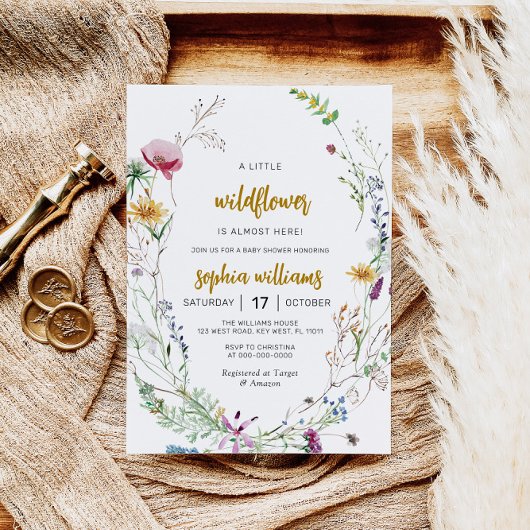 Boho Wildblume Babydusche Einladung