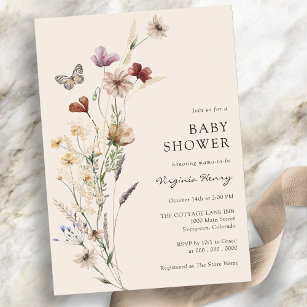Boho Wildblume Babydusche Einladung