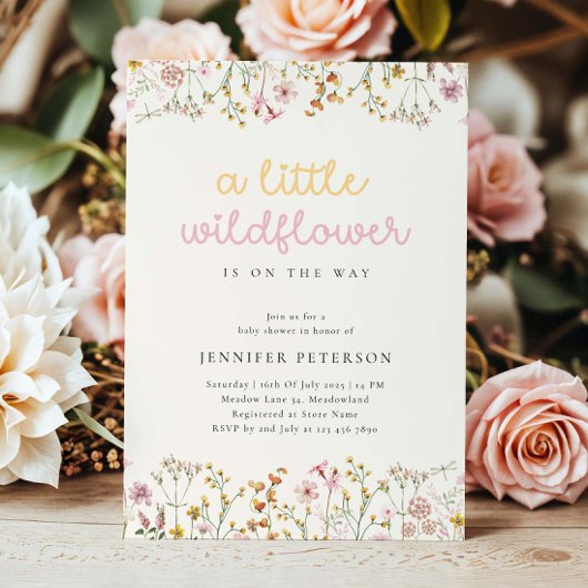 Boho Wildblume Babydusche Einladung