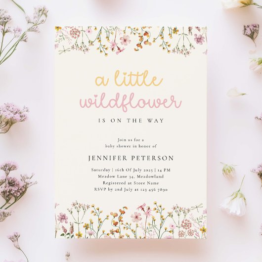 Boho Wildblume Babydusche Einladung