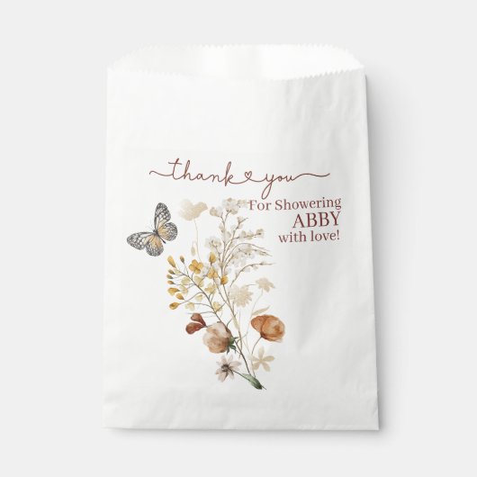 Boho Wildblume Babydusche Geschenktütchen (Vorderseite)