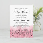Boho Wildblume Babydusche Invite Watercolor Einladung (Stehend Vorderseite)