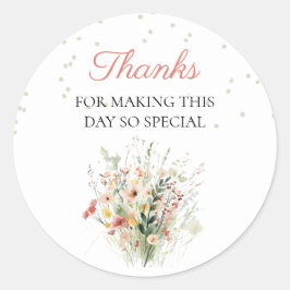 Boho Wildblume Babydusche Vielen Dank Runder Aufkleber