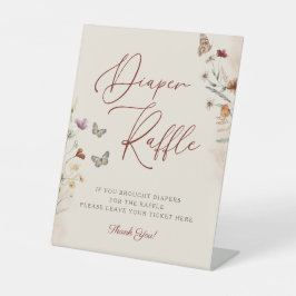 Boho Wildblume Babydusche Windeln Raffle-Zeichen Sockelschild