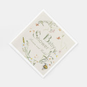 Boho Wildblume Bee Beige Babydusche Serviette (Ecke)