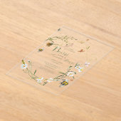 Boho Wildblume Bee Beige Brautparty Acryleinladungen (Ablage )