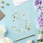 Boho Wildblume Bee Beige Brautparty Acryleinladungen (In Situ (Hochzeit))
