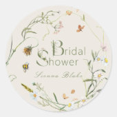 Boho Wildblume Bee Beige Brautparty Runder Aufkleber (Vorderseite)