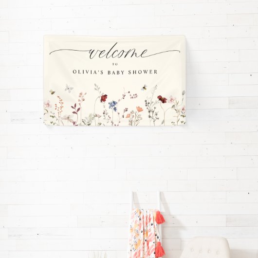 Boho Wildblume Bees Baby Dusche Begrüßungszeichen Banner (InSitu)