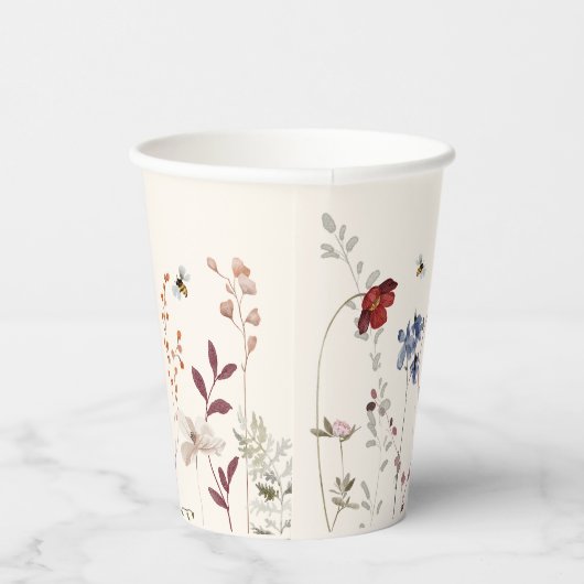 Boho Wildblume Bees Baby Dusche Pappbecher (Rechts)