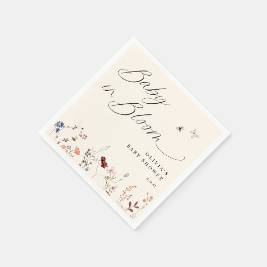 Boho Wildblume & Bees Babydusche Serviette (Ecke)