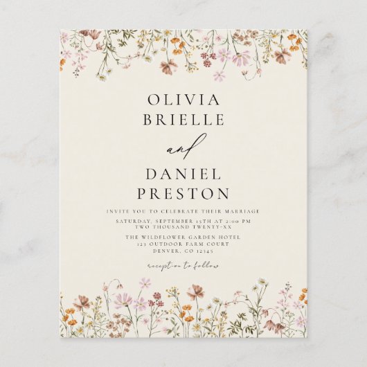 Boho Wildblume Beige All in One QR Code Wedding (Vorderseite)