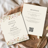 Boho Wildblume Beige All in One QR Code Wedding