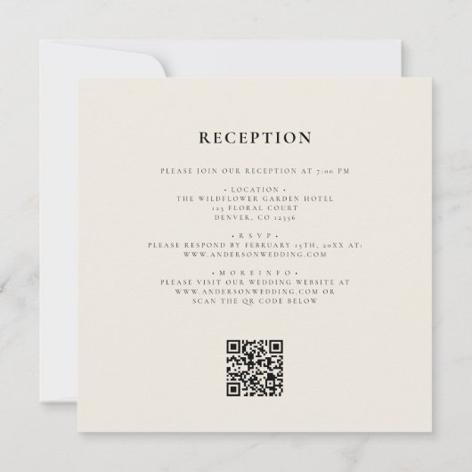 Boho Wildblume Beige All in One QR Code Wedding Einladung (Rückseite)