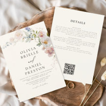 Boho Wildblume Beige All in One QR Code Wedding