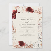 Boho Wildblume Beige All in One QR Code Wedding Einladung (Vorderseite)