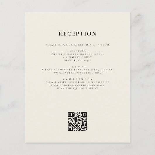 Boho Wildblume Beige All in One QR Code Wedding Flyer (Hinten)