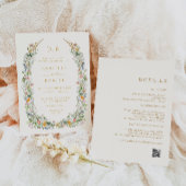 Boho Wildblume Beige All in One Wedding Folieneinladung