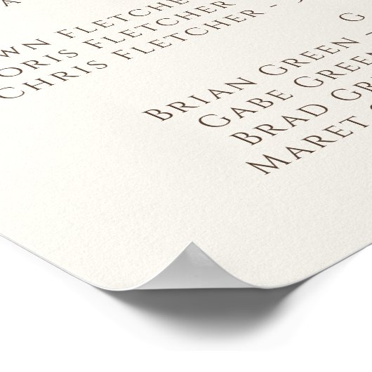 Boho Wildblume | Beige alphabetische Sitztabelle Poster (Ecke)