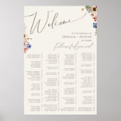 Boho Wildblume | Beige alphabetische Sitztabelle Poster (Vorne)