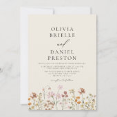 Boho Wildblume Beige Foto Garden Wedding Einladung (Vorderseite)