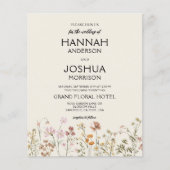 Boho Wildblume Beige Foto Hochzeit Einladung (Vorderseite)
