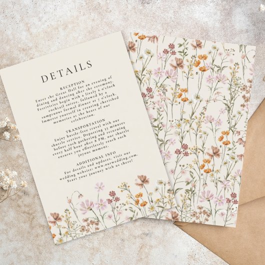 Boho Wildblume Beige Garden Hochzeiten Details Einladung