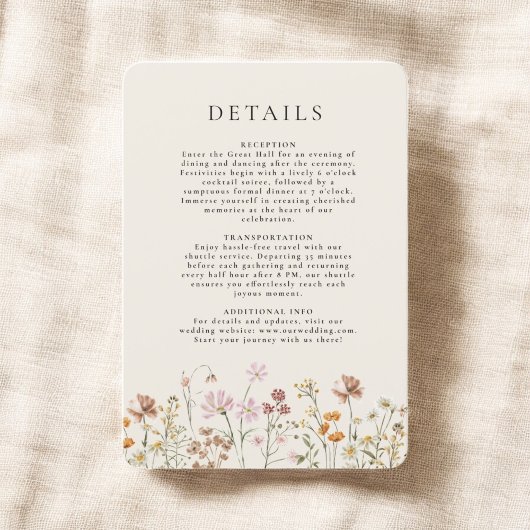 Boho Wildblume Beige Garden Hochzeiten Details Einladung