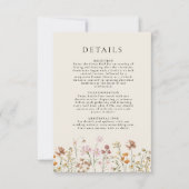 Boho Wildblume Beige Garden Hochzeiten Details Einladung (Vorderseite)