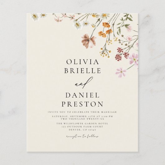 Boho Wildblume Beige Garden Wedding (Vorderseite)