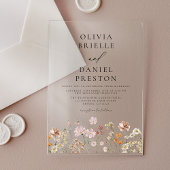 Boho Wildblume Beige Garden Wedding Acryleinladungen