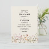 Boho Wildblume Beige Garden Wedding Einladung (Stehend Vorderseite)