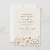 Boho Wildblume Beige Garden Wedding Einladung (Vorderseite)