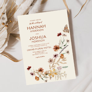 Boho Wildblume Beige Garden Wedding Einladung
