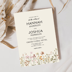 Boho Wildblume Beige Garden Wedding Einladung