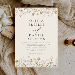 Boho Wildblume Beige Garden Wedding Einladung