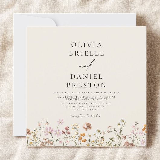 Boho Wildblume Beige Garden Wedding Einladung