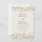 Boho Wildblume Beige Garden Wedding Einladung (Vorderseite)