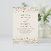Boho Wildblume Beige Garden Wedding Einladung (Stehend Vorderseite)