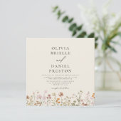 Boho Wildblume Beige Garden Wedding Einladung (Stehend Vorderseite)